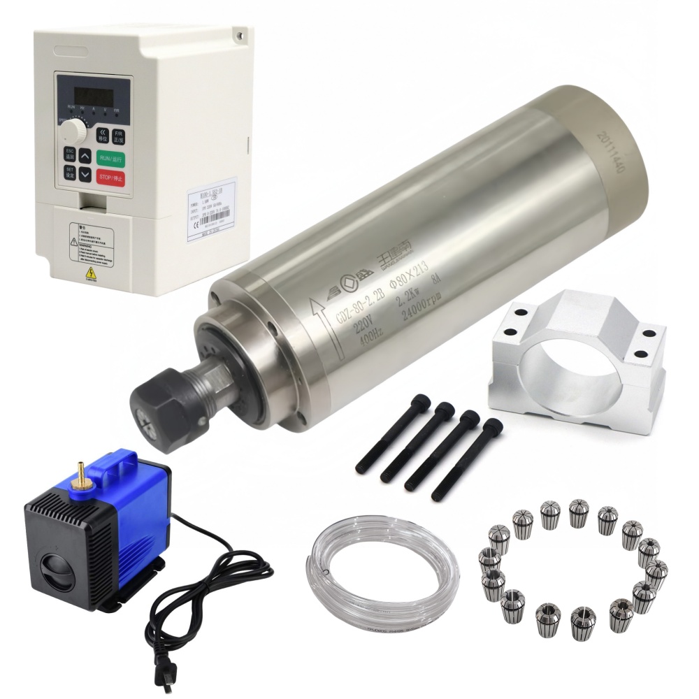 2.2Kw Water Cooled Spindle Kit Vfd - GDZ-80-2.2B 80mm 2.2KW ER20 Watergekoelde Spindelmotor