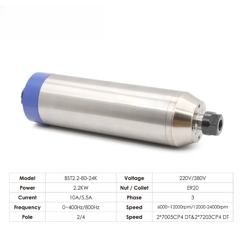 2.2kw ER20 D80 12000rpm/24000r - 2.2Kw Water Cooled Spindle Kit Vfd recensie en prijs