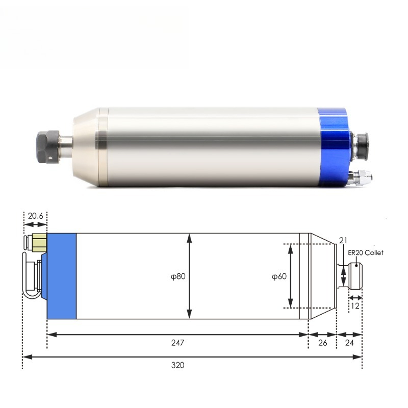 2.2kw ER20 D80 12000rpm/24000r - 2.2Kw Water Cooled Spindle Kit Vfd recensie en prijs