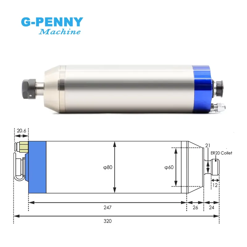 G-Penny 2.2kw ER20 D80 12000rp - 2.2Kw Water Cooled Spindle Kit Vfd recensie en prijs